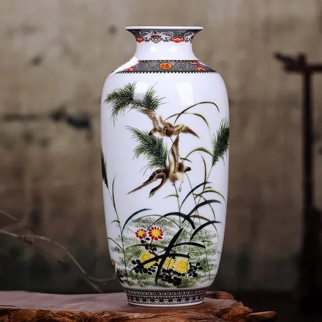 Traditional Ceramic Flower Vase for Living Room Decoration