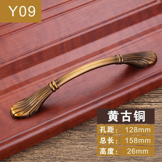 Antique Yellow Bronze Cabinet Handles – Brushed Vintage Drawer Pulls