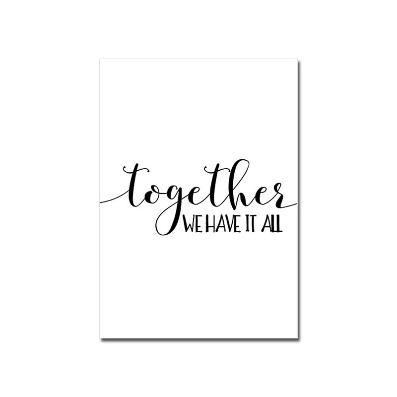 Love Family Home Quote Black White Canvas Wall Art