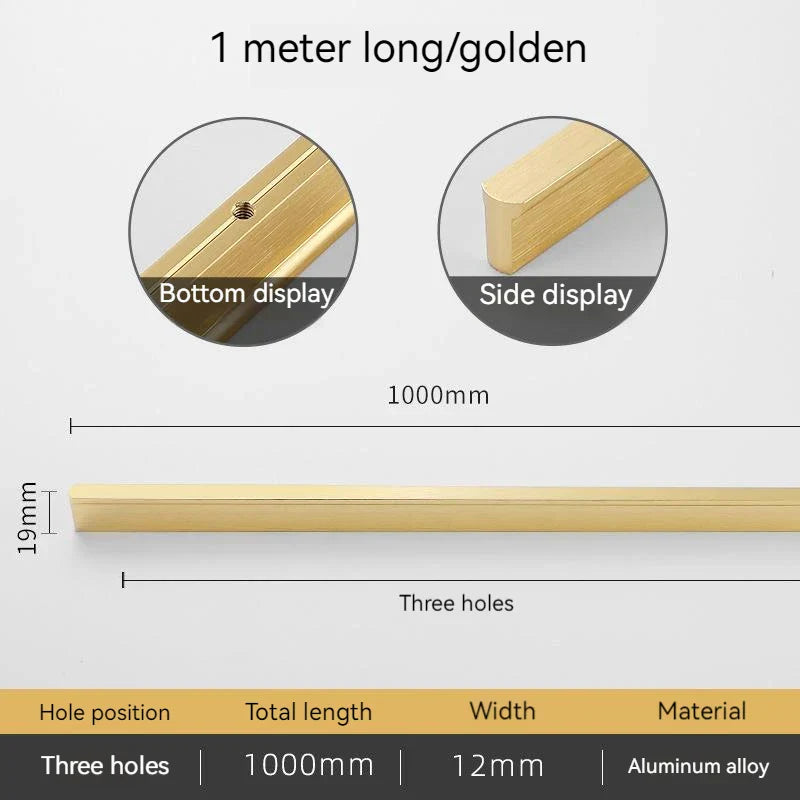 Minimalist Ultra-Long Aluminum Alloy Cabinet Handle – Black and Brushed Gold Pulls (800mm-1200mm)