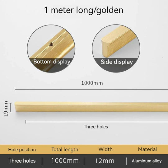 Minimalist Ultra-Long Aluminum Alloy Cabinet Handle – Black and Brushed Gold Pulls (800mm-1200mm)