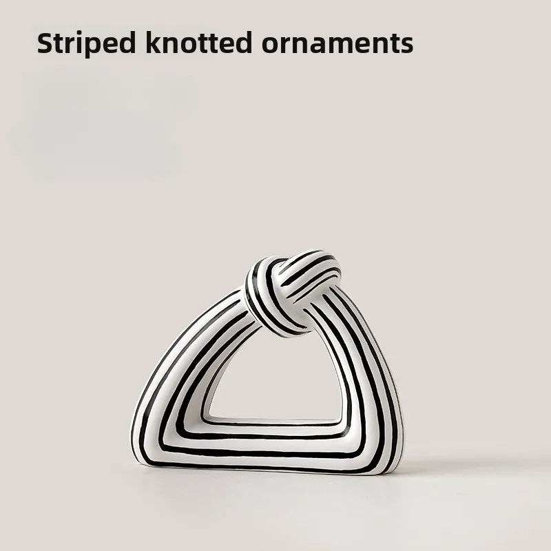 Retro Black and White Striped Ceramic Vase for Living Room Decor