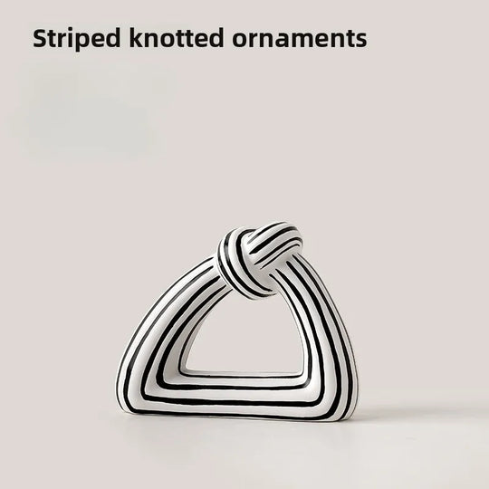 Retro Black and White Striped Ceramic Vase for Living Room Decor