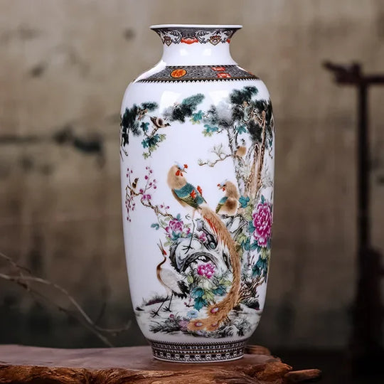 Traditional Ceramic Flower Vase for Living Room Decoration