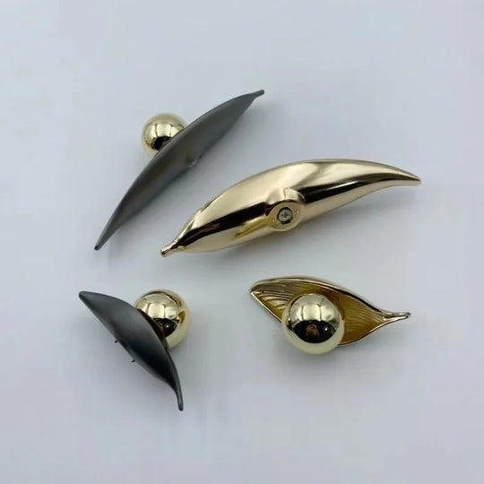 Creative Leaf Ball Zinc Alloy Knob – Gold Furniture Handle