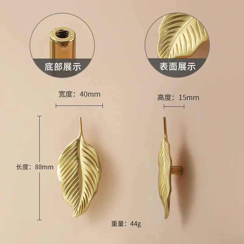 Luxury Brass Flower and Leaf Cabinet Handles – Chinese-Style Decorative Pulls