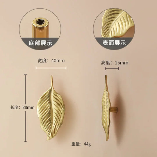 Luxury Brass Flower and Leaf Cabinet Handles – Chinese-Style Decorative Pulls