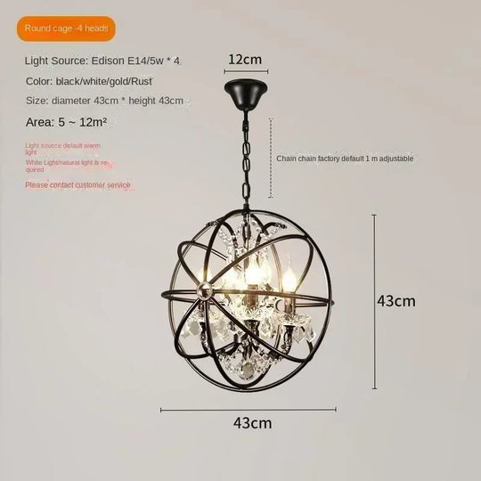 Birdcage Iron Crystal LED Pendant Lamp