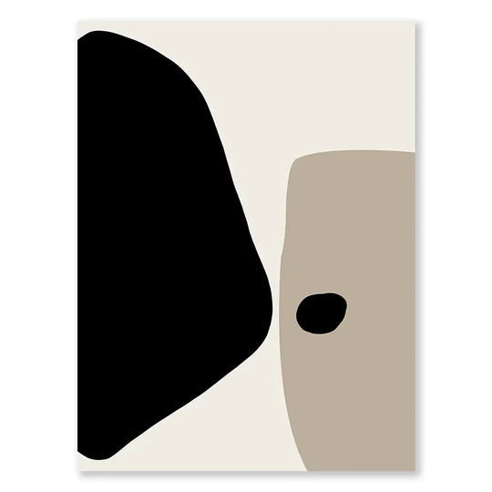 Modern Abstract Black Beige Canvas Wall Art Print