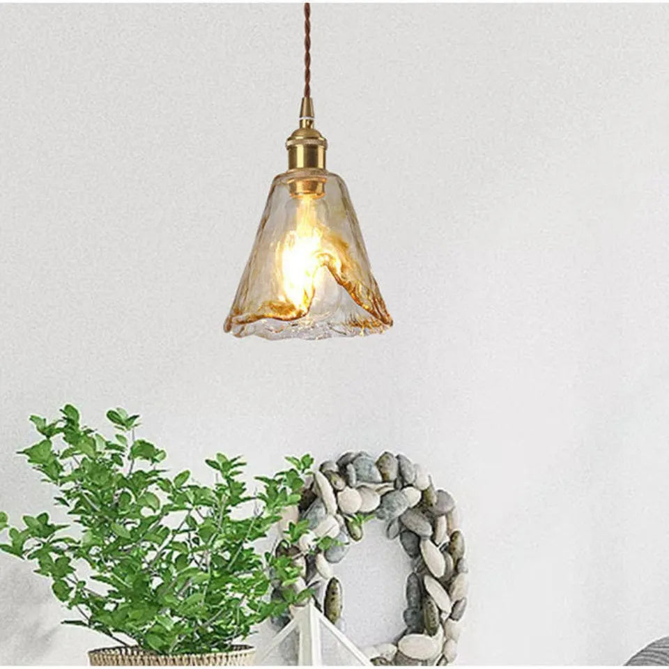 Amber – Nordic Vintage Glass Pendant Light for Bedroom, Café, Bar, and Restaurant