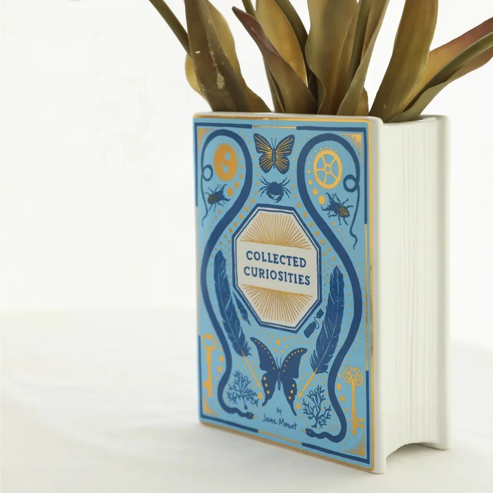 Book Shape Ceramic Decorative Vase for Tabletop Display