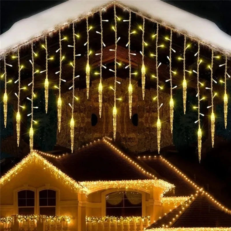 Christmas LED Icicle Curtain Lights Outdoor Wedding Garden Decor