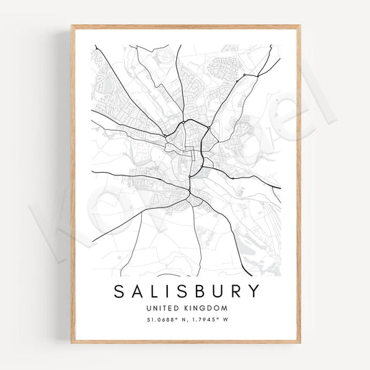 Minimalist Black White City Map Wall Art Canvas Print