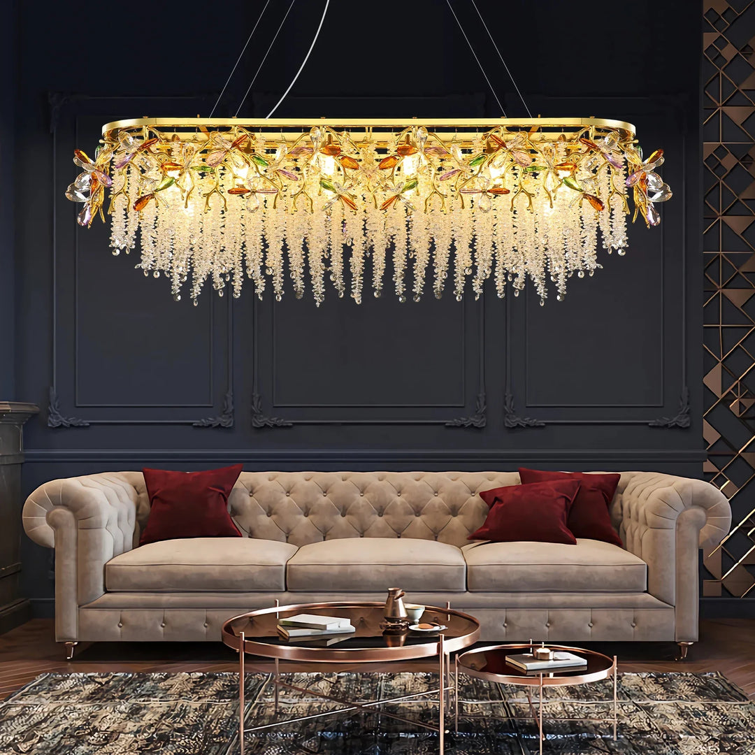 Luxury Crystal Flower Chandelier Modern Branch Pendant Ceiling Light