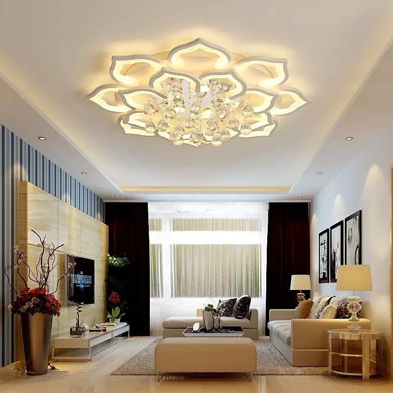 Modern Crystal Chandelier Pendant Light for Living & Dining Room