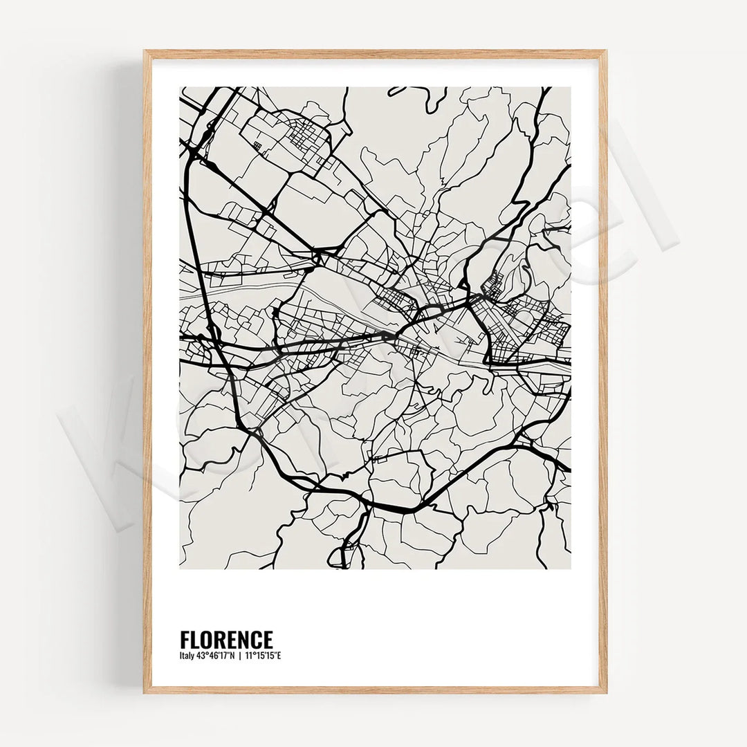 Minimalist Black White City Map Wall Art Canvas Print