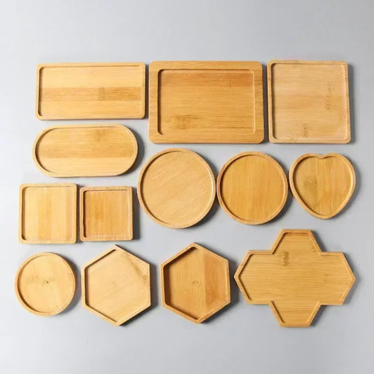 Multi Bamboo Tray Wooden Saucer Coaster Plate