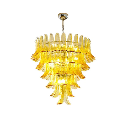 French Style Artistic Glass Pendant Chandelier – High-End Retro Staircase Light