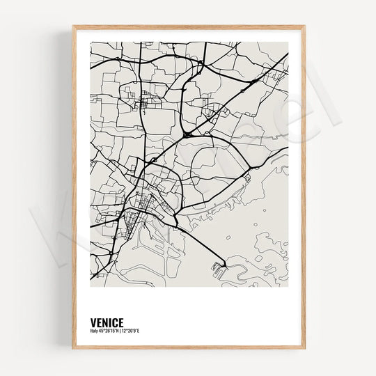 Minimalist Black White City Map Wall Art Canvas Print