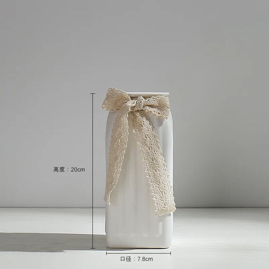 White Ceramic Hydroponic Flower Vase for Modern Home Decor