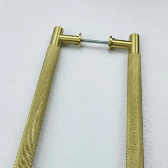 52cm Brass Knurled Door Handle – Gold Pulls for Sliding Glass, Barn, and Shower Doors