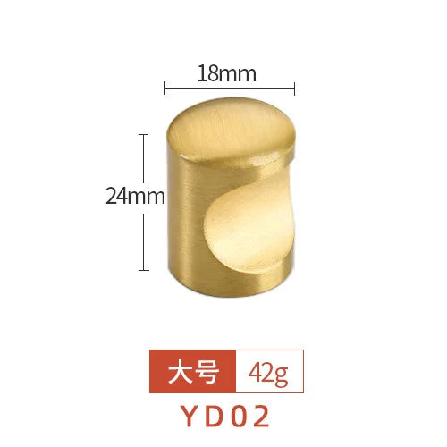 Pure Brass Cabinet Handles – Brushed Gold Single-Hole Knobs
