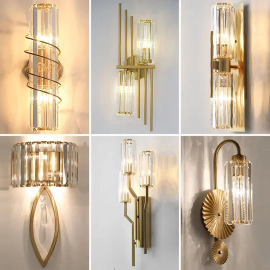 Luxury Crystal Wall Lamp Postmodern LED Sconce for Bedroom Living