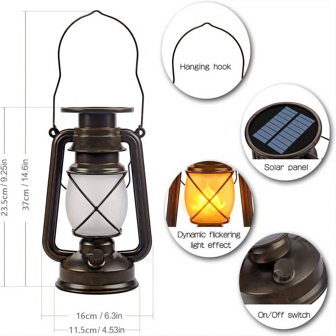 Solar Outdoor Hanging Dancing Flame Lights – Vintage LED (2/4 Pack)