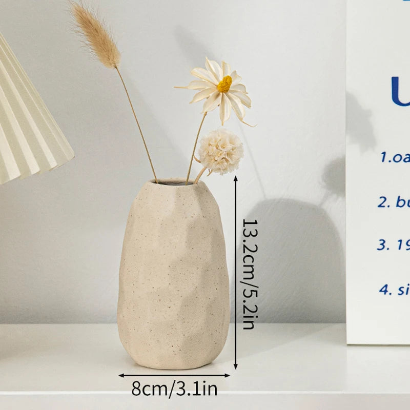 White Ceramic Vase Modern Minimalist Decorative Flower Vase