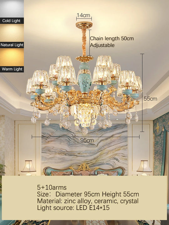 Luxury Umbrella Crystal Chandelier – European-Style Pendant for Villas & Hotels