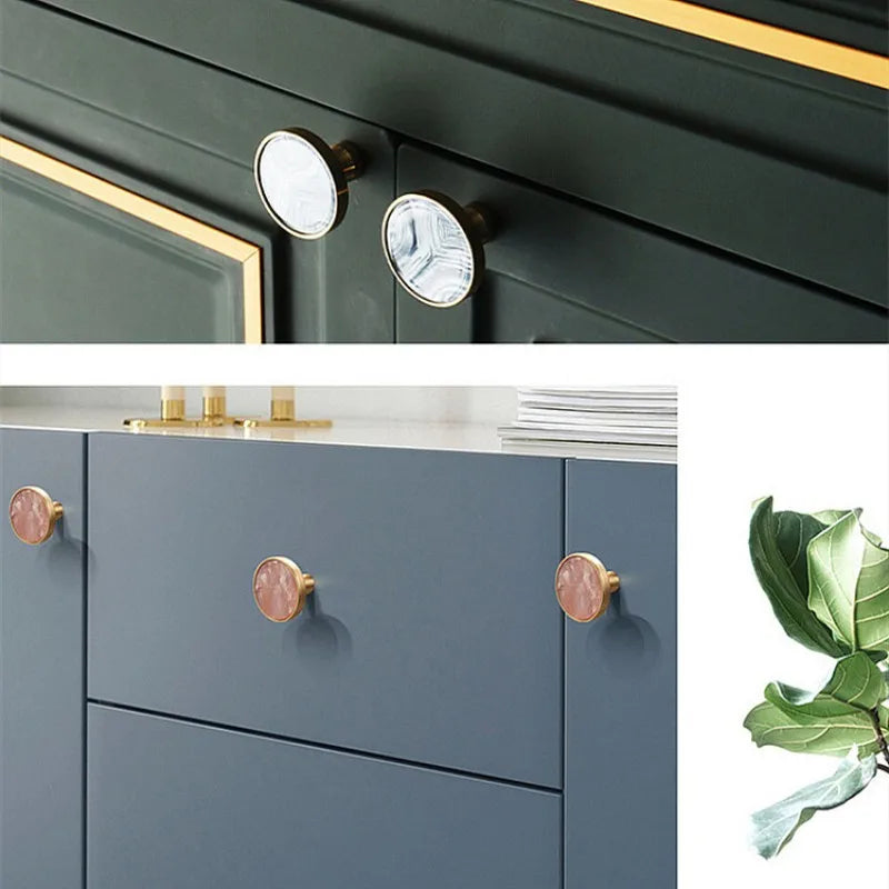 Shell Cabinet Handles – Gold Single-Hole Knobs & Multipurpose Hooks