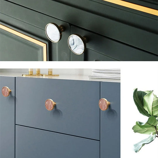 Shell Cabinet Handles – Gold Single-Hole Knobs & Multipurpose Hooks