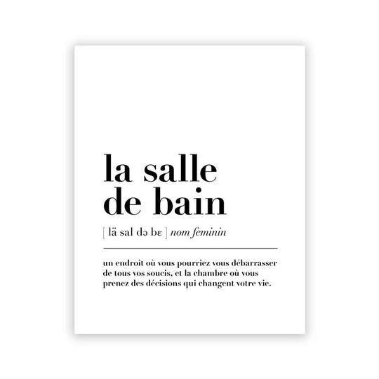 Bathroom Rules French Quotes Black White Canvas Wall Art