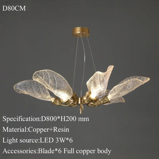 Luxury Copper Branch Chandelier with Artistic Resin Leaves