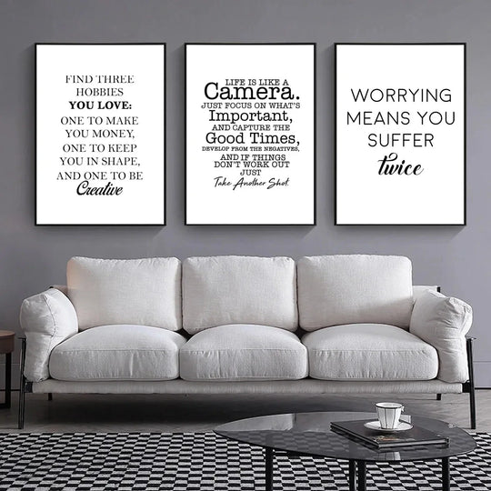 Positive Energy Black White Quote Canvas Wall Art