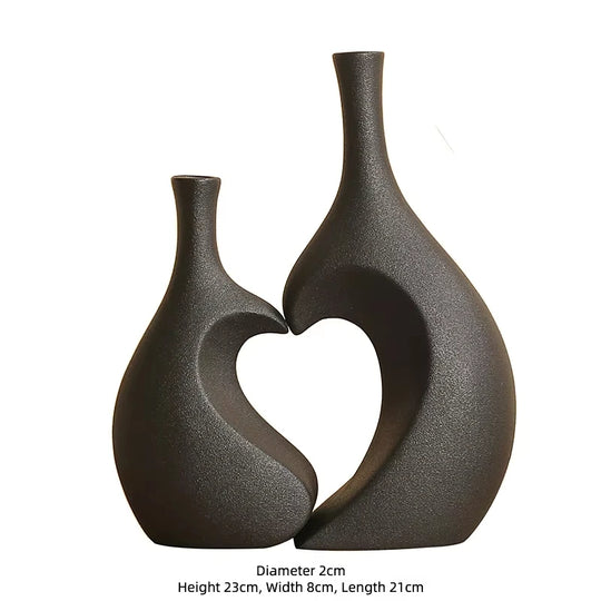 Heart Shaped Hollow Decorative Vase for Modern Tabletop Decor