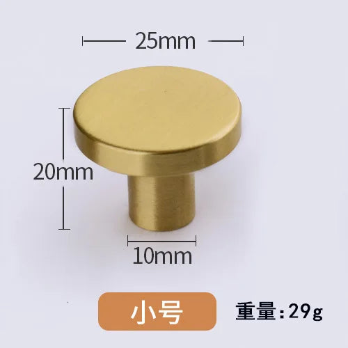 Pure Brass Cabinet Handles – Brushed Gold Single-Hole Knobs
