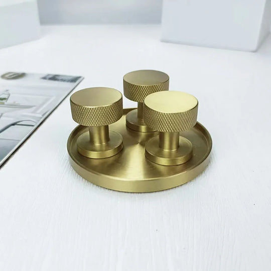 Knurled Brass Drawer Knobs – Modern Textured Furniture Pulls