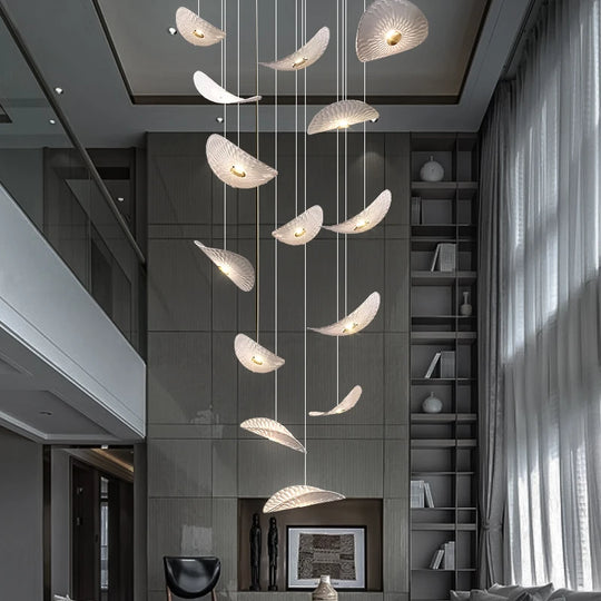 Modern Crystal Glass Stair Chandelier – High Ceiling Pendant Light