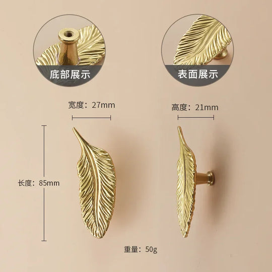 Luxury Brass Flower and Leaf Cabinet Handles – Chinese-Style Decorative Pulls