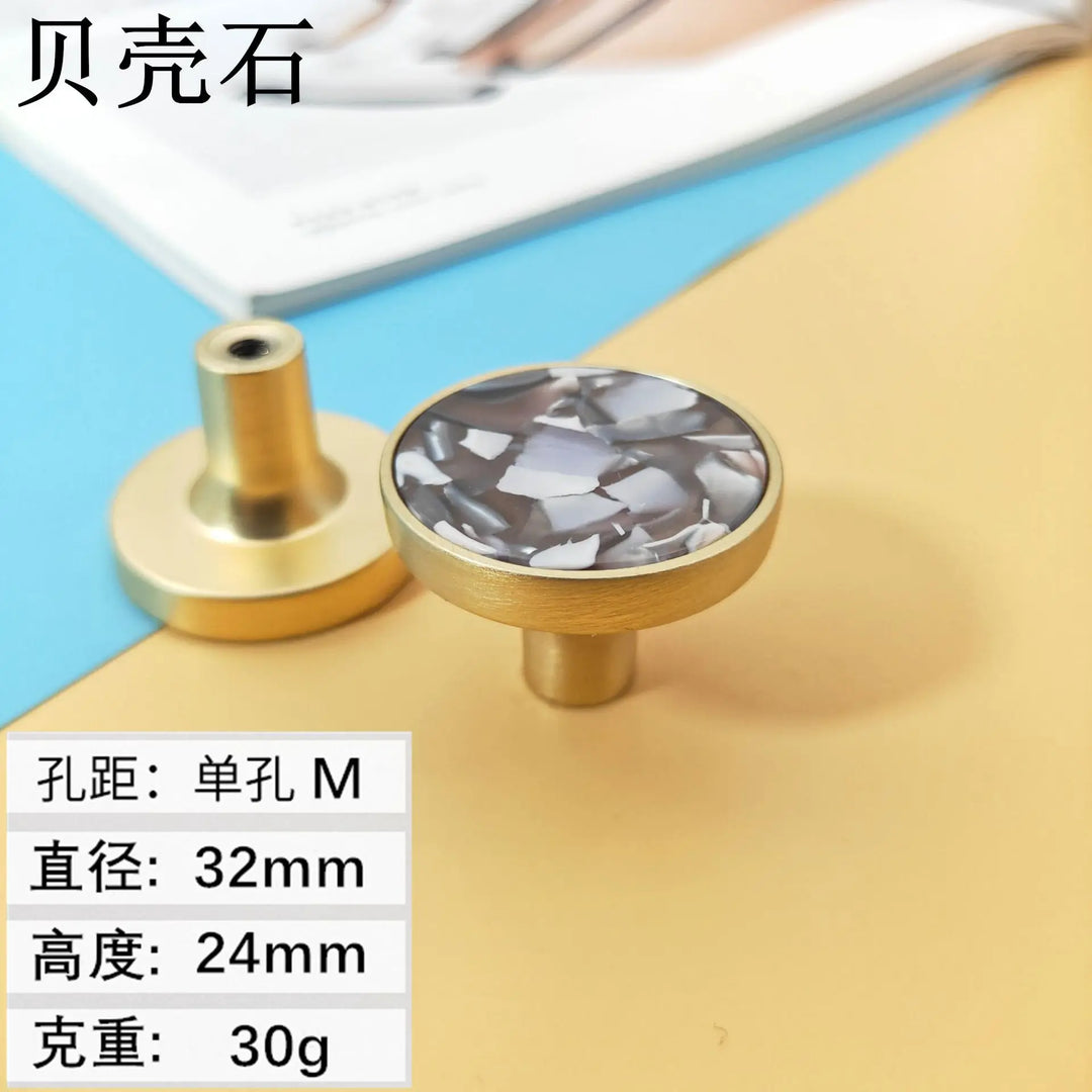 Shell Cabinet Handles – Gold Single-Hole Knobs & Multipurpose Hooks