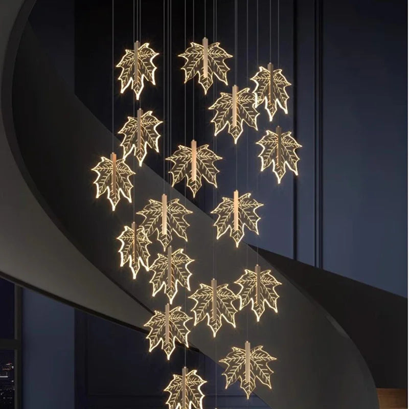 Nordic Leaf Acrylic LED Pendant Lamp – Elegant Dimmable Hanging Light