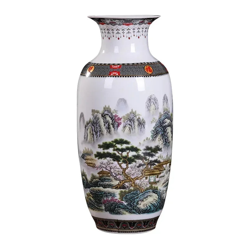 Ceramic Double Flower Decorative Vase for Living Room Table Decor