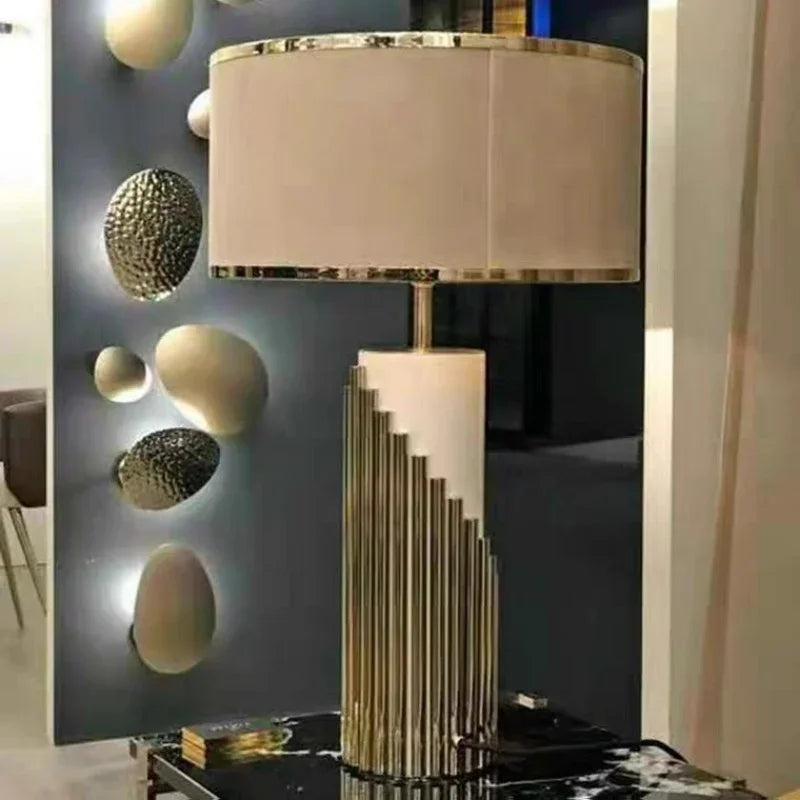 Nordic Luxury Marble Table Lamp with Fabric Shade