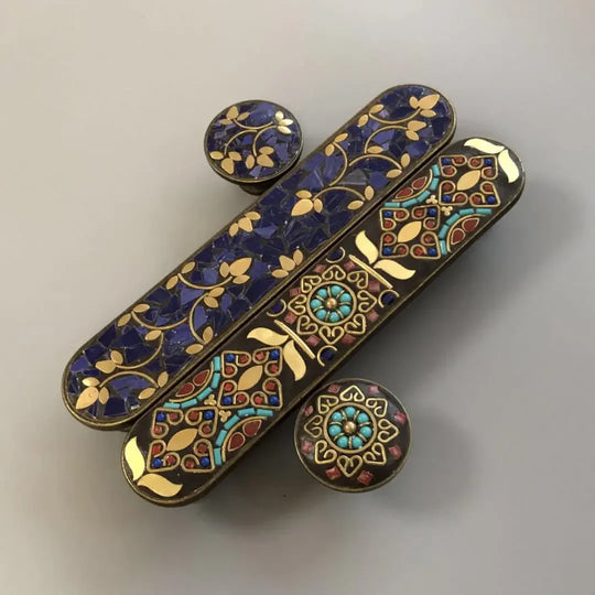 Ethnic Style Brass Art Handles – Vintage Pulls with Artistic Craftsmanship
