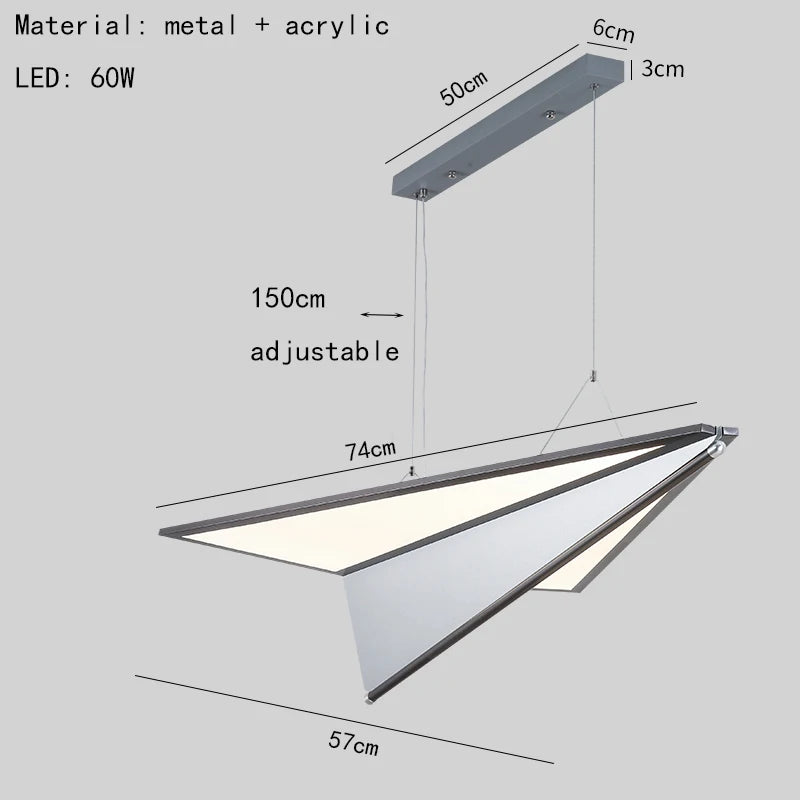Modern Creative Aircraft LED Pendant Light for Bedroom & Dining Hall