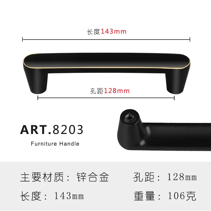 Zinc Alloy Solid Cabinet Door Handles – Modern Minimalist Pulls for Furniture