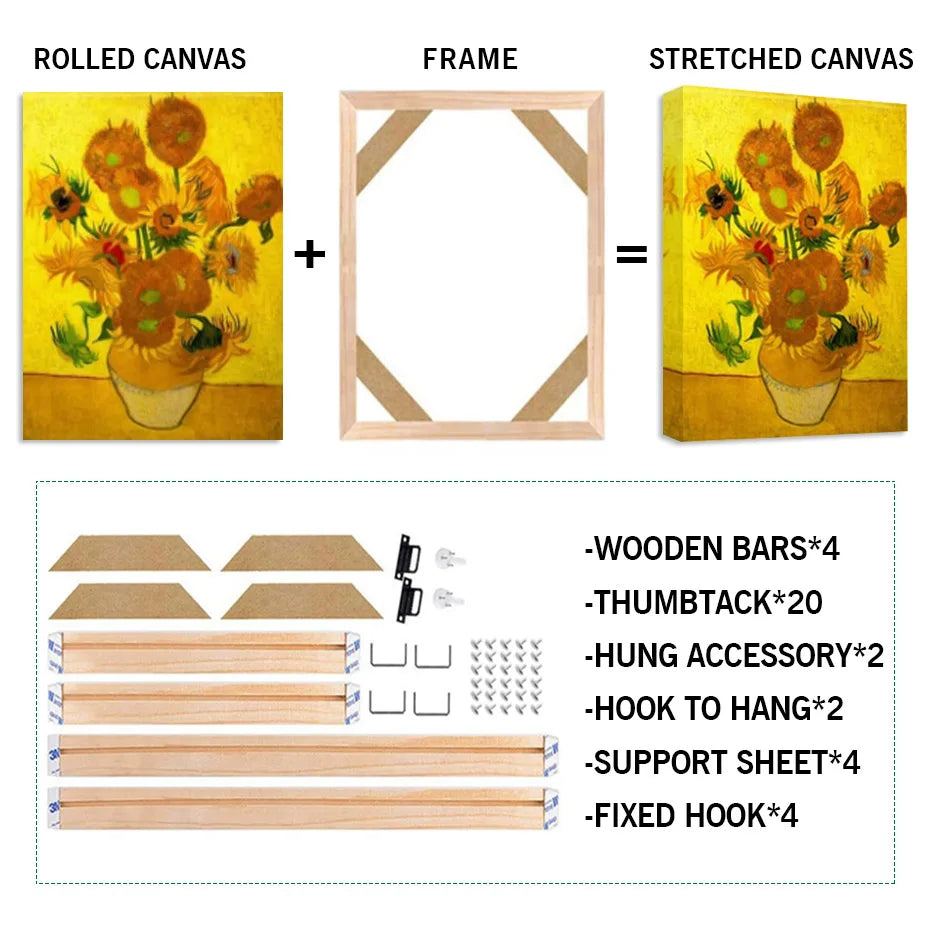 DIY Natural Wood Frame Kit For Canvas Prints