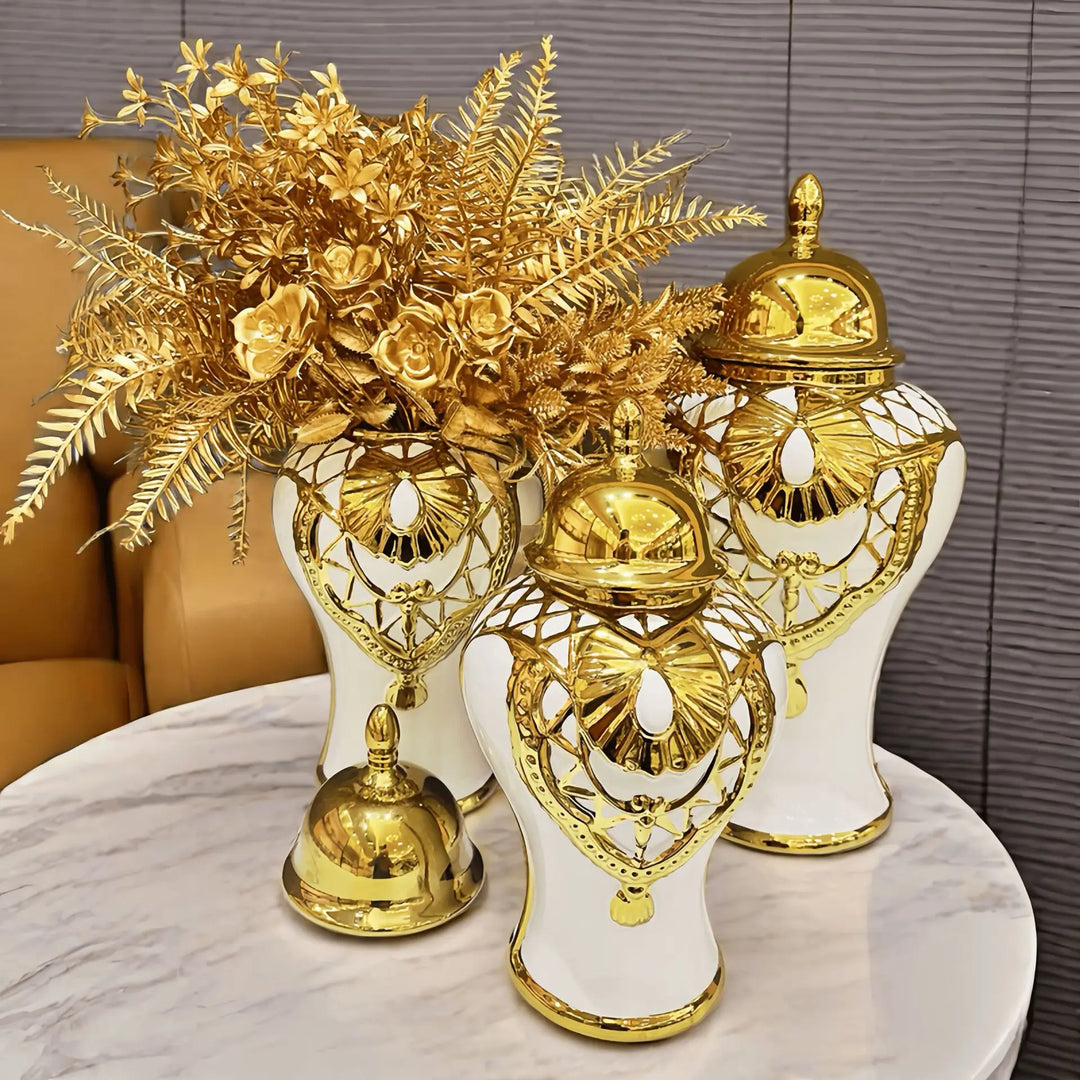 Ceramic Electroplated Flower Vase Tall Decorative Pot