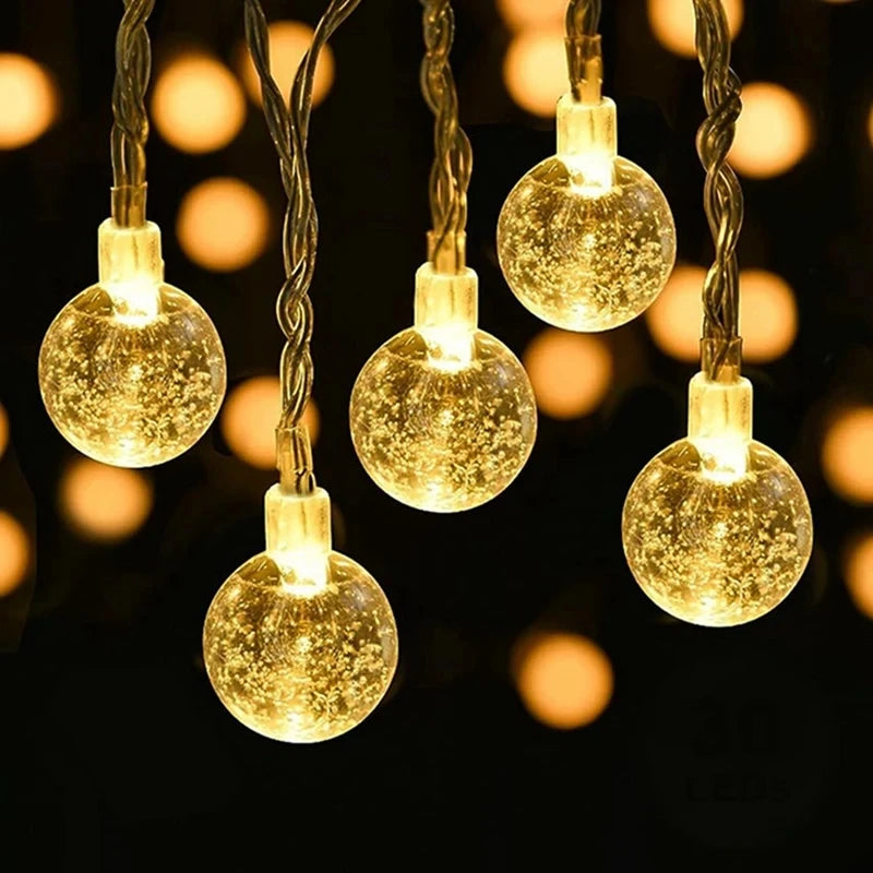 LED Crystal Ball String Lights Battery Fairy Lights Holiday Decor